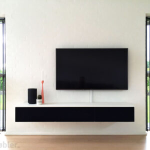 tv møbel 180cm hvid sort stoflåger